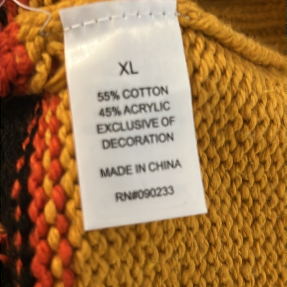 Pacsun Striped Knit Sweater Black, Red, Yellow new with tag XL  Nothing is Real - Picture 12 of 15